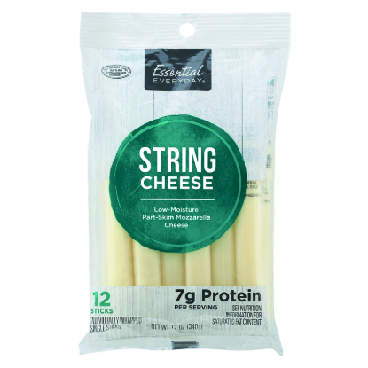 Picture of Essential Everyday Part-Skim Mozzarella String Cheese Individually Wrapped 12ct/12oz