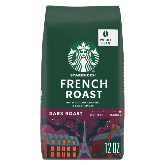 Picture of Starbucks Whole Bean Dark Roast 100% Aribaca French Roast Coffee 12oz Bag
