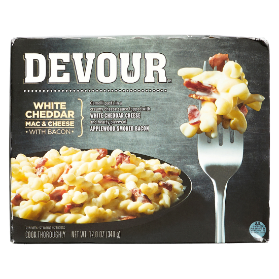 Picture of Devour Frozen White Cheddar Mac & Cheese with Bacon Meal 12oz