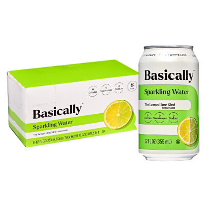 Picture of Basically Lemon Lime Sparkling Water 8pk 12oz Cans