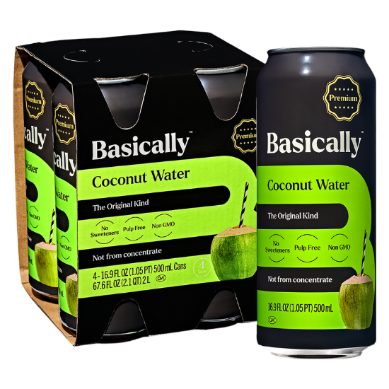 Picture of Basically Premium Coconut Water 4pk 16.9oz Can