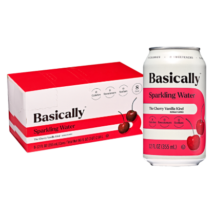Picture of Basically Cherry Vanilla Sparkling Water 8pk 12oz Cans
