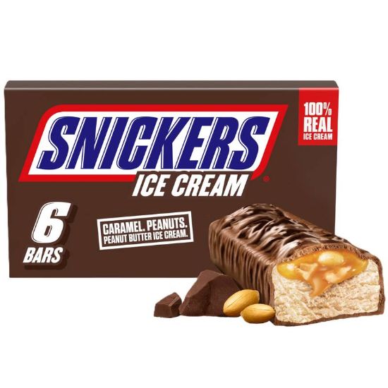 Picture of SNICKERS Ice Cream, Chocolatey Caramel Peanut Butter Ice Cream Bars, 6ct
