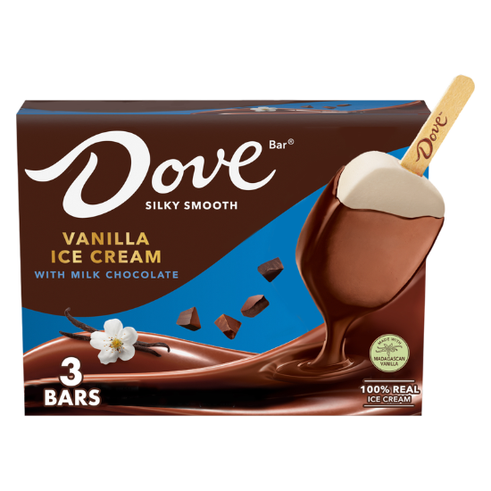 Picture of DOVE Vanilla Ice Cream Bars Coated With Milk Chocolate, 3ct