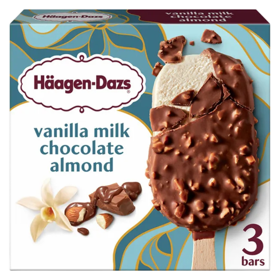 Picture of Haagen-Dazs Vanilla Milk Chocolate Almond Ice Cream Bar, 3ct