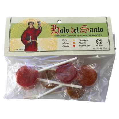 Picture of Halo del Santo Pineapple, Mango & Watermelon Mexican-style Lollipops 6ct