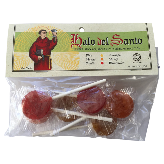 Picture of Halo del Santo Pineapple, Mango & Watermelon Mexican-style Lollipops 6ct