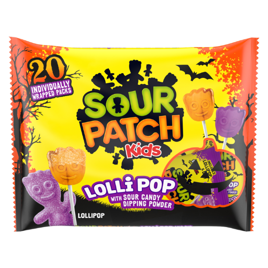 Picture of Sour Patch Kids Rasperry and Orange Lollipops Bag 10.5oz